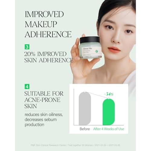 About Me SOOP Calming Aqua Cream ? Korean 77.7% Jeju Cypress Water 100 Hour Moisture Cream for Sensitive Acne Skin ? Daily Jelly Texture with Niacinamide ? Korean Skin Care ? 2.87oz, 85ml
