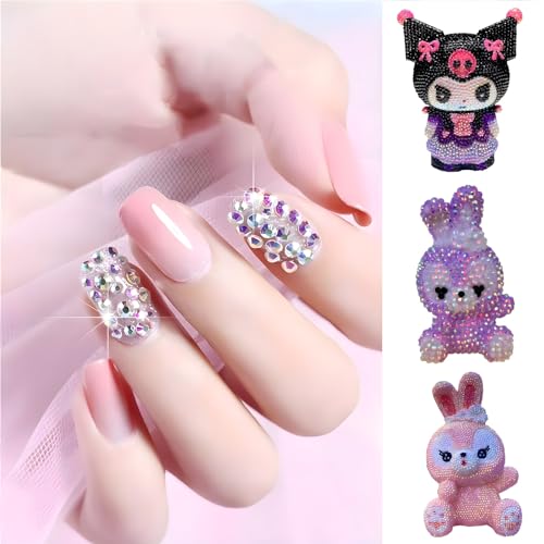 Flatback Rhinestones Round Gems for Nails Art and Crafts 4000Pcs SS12 3mm Glitter Crystals Stone DIY Bags Clothes Shoes (Pink)