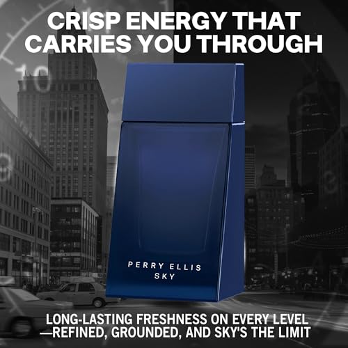 Perry Ellis Sky Eau De Toilette Spray for Men - Mens Cologne, Long Lasting Perfume, EDT, Fragrance with Notes of Bergamot, Lime & Cedarwood - 3.4 fl oz (100 mL)