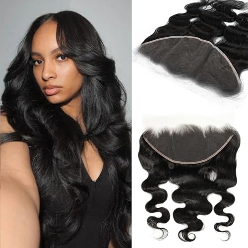 WOWANGEL 13x6 0.095mm Ultra-Thin Skinlike Real HD Lace Frontal & Closure,Body Wave Natural Hairstyles,Pre-Plucked Invisible Hairline,Unprocessed Virgin Human Hair,Invisible Knots HD Lace,16inch
