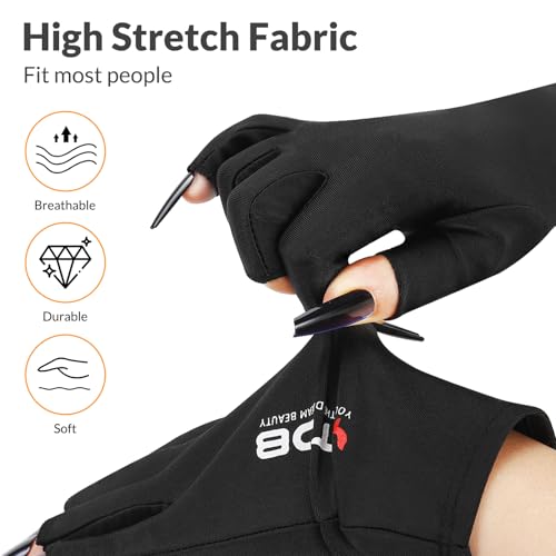 Fingerless Gloves, UV Protection Gloves for Women, Ideal for Gel Manicures and UV Light for Nails, Lightweight and Stretchy Fabric