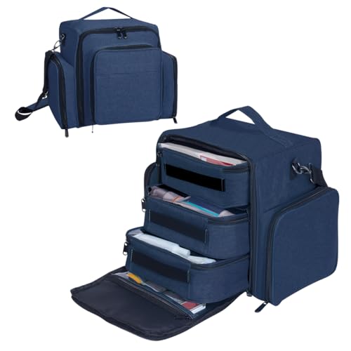 Large Makeup Bag Cosmetic Case Organizer with 3 Inner Removable Pouches Multifunctional Travel Train Storage,Blue