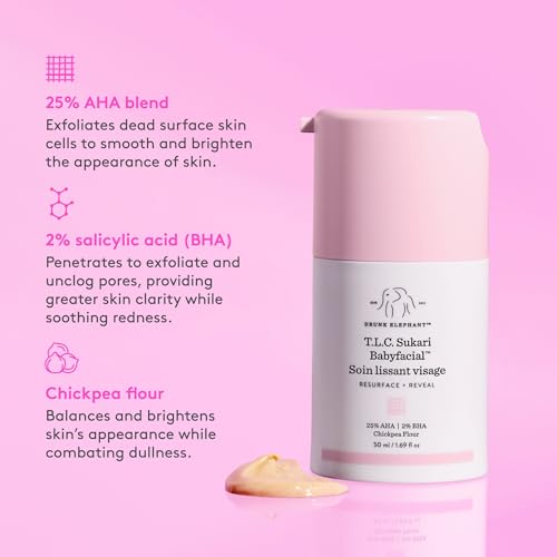 Drunk Elephant T.L.C. Sukari Babyfacial - Exfoliating Face Mask - Clean Clinical Skincare - Cruelty-Free - Dermatologist-Tested - Free of Essential Oils, Silicones, and Fragrance