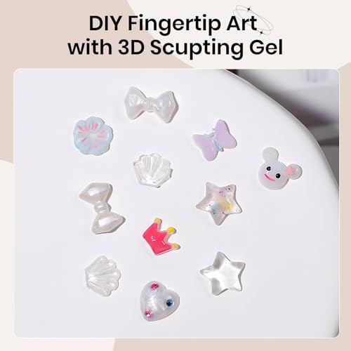 3D Gel for Nail Art, Clear Sculpting Solid Hard Gel for Nails Non-Sticky for Carving Building Extension with Nail Art Pen Home DIY Manicure