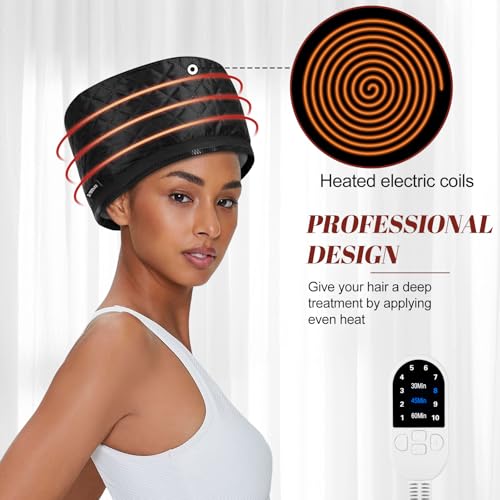 Hair Steamer for Deep Conditioning: Upgraded Heat Cap with 10-Level Fast Heating 3 Time Settings for Natural Hair Portable Thermal Steam Cap for Home Hair Treatment