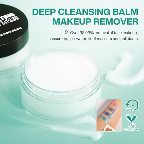 Cleansing Balm Makeup Remover - Deep Clear Korean Makeup Melting Cleansing Balm with Natural Oil for Waterproof Eye Face Lip Heavy Make up, Gentle Moisturized Cleanser for Sensitive Skin, Vegan, 2Pcs