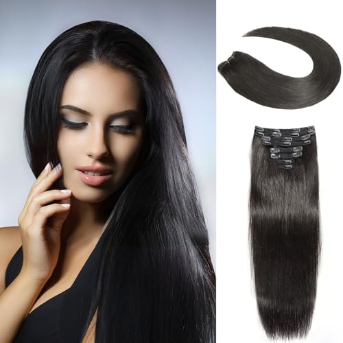 Silky Straight Clip in Hair Extensions Real Human Hair,22 inch 4.24oz Remy Human Natural Hair Clip ins for Women 8pcs Double Weft