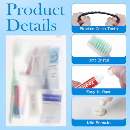 Travel Size Toiletries Kits Disposable Toiletry Set in Bulk, Portable Trial Size Personal Hygiene Care Package Supplies Amenities Essentials for Camping/ Hotel/Guest/Homeless/Charity 9-in-1 (60 Pack)
