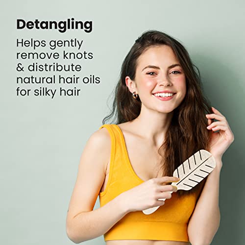 Lindo Eco-Friendly Hair Brush, Detangling, For Wet or Dry Hair & All Hair Types, Anti-Knot Flexible Bristles, Biodegradable Material, Natural, Vegan (Beige)