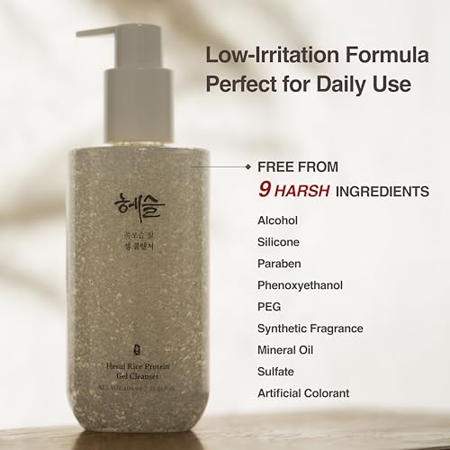 Rice Protein Gel Cleanser, Korean Skincare for Sensitive Skin, Ceramide, Hyaluronic Acid, Gentle Exfoliating, Brightening, Rice Enzyme Capsules, Holiday Gift | 400ml