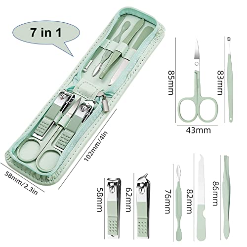 Manicure Set Nail Clippers Pedicure Kit -7 Pieces Stainless Steel Travel Nail Kit, Travel Essentials Purse Essentials Professional Grooming Kits, Manicure Kit with Zipper Portable Pack