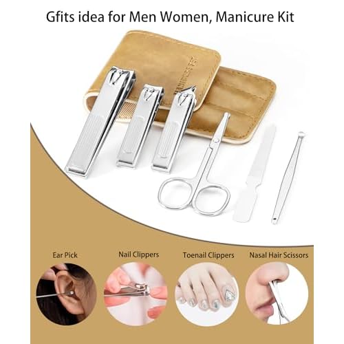 6-Piece Nail Clippers Set for Men Toe and Fingernail Clippers Kit with Travel Case Mens Manicure Nail Grooming Kits Gift for Dad Husband Boyfriend Men¡¯s Personal Care Essentials