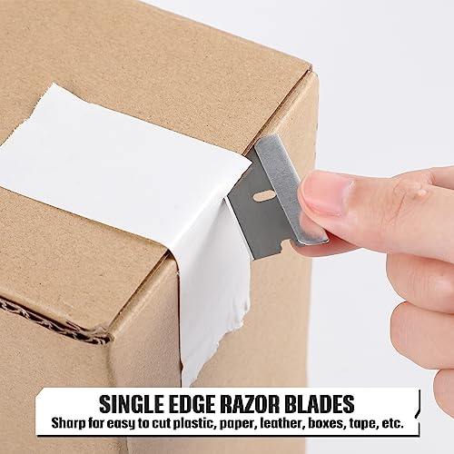 Lasnten 500 Pcs Single Edge Razor Blades, Industrial Scraper Razor Blades Safety Straight Edge Replacement Box Cutter Blade for Glass Paint Scraper, Removing Labels, Decals, Stickers