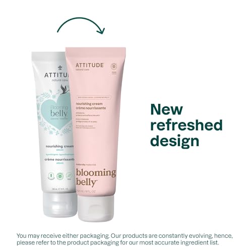 ATTITUDE Pregnancy Nourishing Body Cream, EWG Verified, Dermatologically Tested, Plant and Mineral-Based, Vegan Maternity Products, Argan Oil, 8 Fl Oz