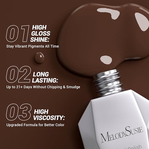 MelodySusie Thick Americano Brown Gel Nail Polish,0.5fl oz Nails Soak Off UV LED Caramel Coffee Brown Gel Polish Gift for Women Nail Art Manicure Salon DIY Nail Design Decoration at Home-534-A1205