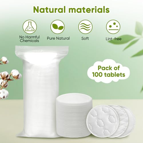 Boxed 300-Count Embossed Cotton Rounds ? 3 Unique Patterns, Lint-Free, Dual-Sided, Soft & Durable, Ideal for Makeup Removal, Skincare, Nail Polish, and Baby Care