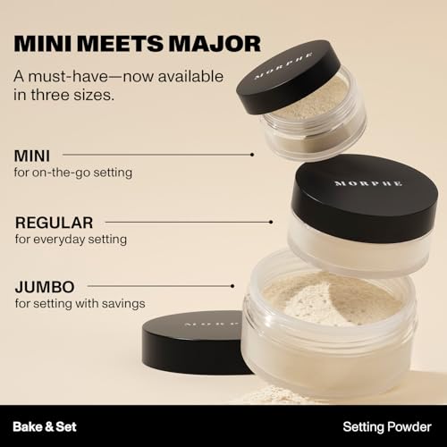 Morphe Jumbo Bake & Set Translucent Setting Powder - Lightweight, Talc-Free Finishing Powder for Face Makeup with a Soft, Natural Finish - Minimizes Shine for Up to 24HR - Translucent (0.62 oz)