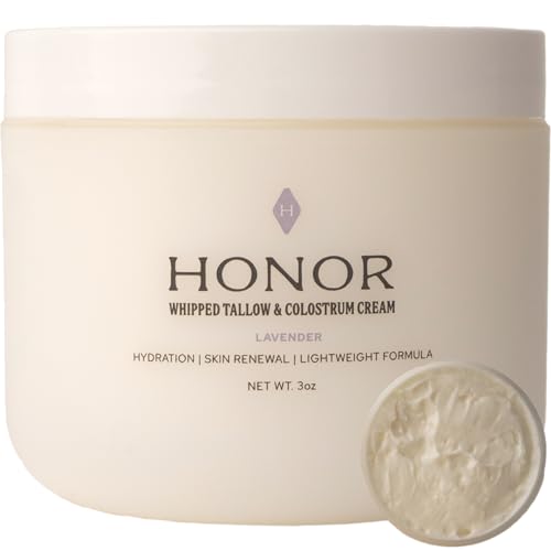 Honor Whipped Tallow Cream with Colostrum, Hydration, Skin Renewal (3oz, Lavender)