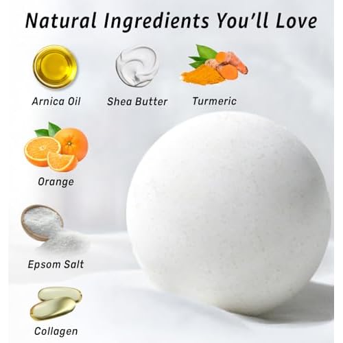 Collagen Bath Bombs Luxurious Bath Foam Gift for Dry Skin Hydration Moisturizing Turmeric Arnica Orange Essential Oil Infused for A Blissful Experience