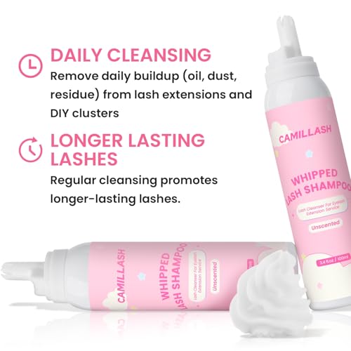 Whipped Lash Cream Shampoo Unscented Foam Cleanser | 100ml Eyelash Extension Cleaning Bath Kit | Salon&Home Use