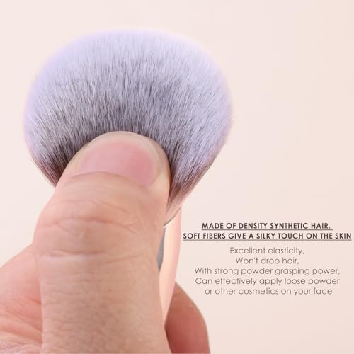 KINGMAS Foundation Brush, Dual Ended Makeup Brush for Foundation and Contour Blending Liquid Powder, Concealer Cream Cosmetics Blush, Cruelty Free Vegan & Easy (Pink)