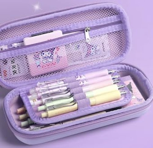 Lovely Cute Kawaii Multipouch with 3D Squishy Design – Squishy Pencil Case, Cosmetic Pouch, Makeup Brush Holder, Mini Travel Bag, Multipurpose Organizer (Purple)