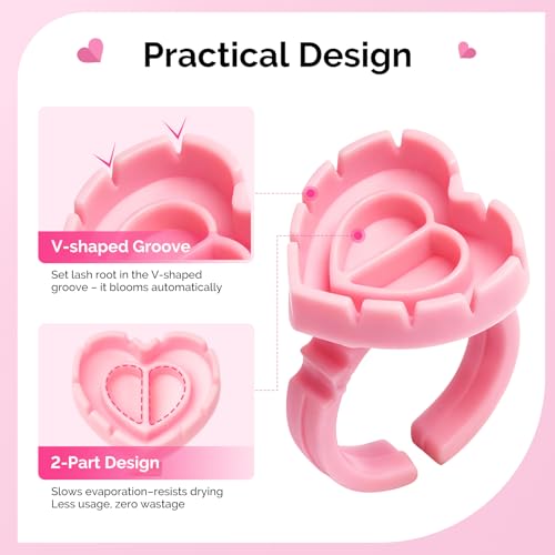 MelodySusie Glue Rings, 3 Shapes with 300PCS for Eyelash Extensions or Nail Art, Disposable Plastic Holders for Adhesive, Pigment or Gel Nail Polish, for Home DIY and Salon Tools