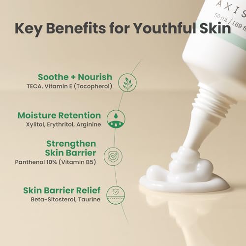 AXIS-Y Panthenol 10 Skin Smoothing Shield Cream - Daily Facial Moisturizer Barrier Cream for Long Lasting Hydration & Soothing - Vegan Korean Skin Care Face Lotion - 1.69 fl. oz.