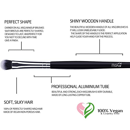 MSQ Eye Makeup Brushes 20pcs Eyeshadow Makeup Brushes Set with Soft Synthetic Hairs & Real Longer Wood Handle for Eyeshadow, Eyelash,Eyebrow, Eyeliner, Blending, Conclear(Black)