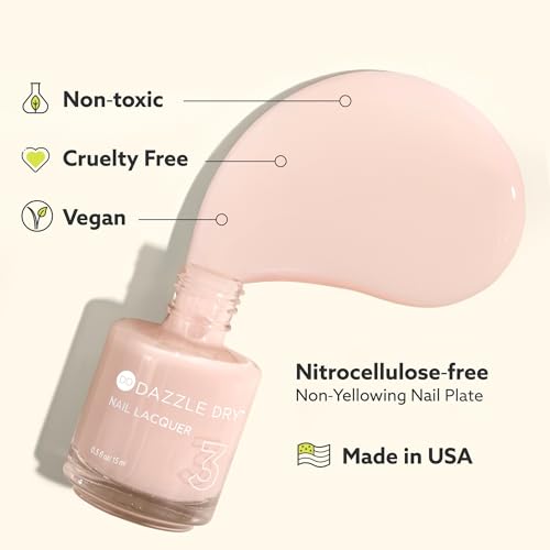 Dazzle Dry Nail Lacquer (Step 3) - Mind Your Mani - A pale, barely there nude with pink undertones. Sheer cream. (0.5 fl oz)