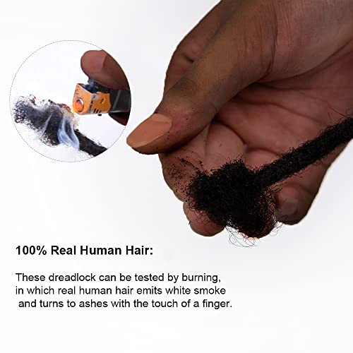 Dreadlock Extensions Human Hair 8 Inch 0.4cm Width 70 Strands Loc Extensions for Man/Women Handmade Permanent Soft Locs with Needle and Comb