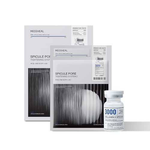 Mediheal Collagen Spicule 3000ppm Intensive Serum ? Micro Needle Serum for Pore Care, Soothing & Skin Texture Improvement, 2-Step Pore Care Set,Collagen Spicule Ampoule and Gel Mask Set,4 pcs
