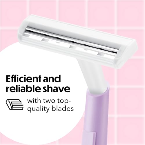 BIC Silky Touch Women's Disposable 2 Blade Razors, Pretty Pastel Colors with Slim Heads, 40-Pack