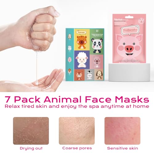 7PCS Kids Face Mask Set Spa Treatment Facial Mask for Kids, Moisturizing Spa Party Facial Mask Skincare Set