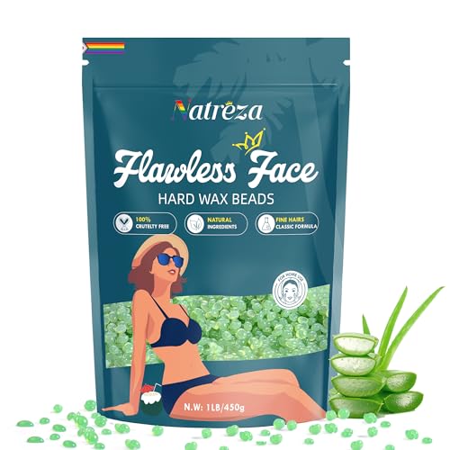 Hard Wax Beads for Hair Removal, 1lb Hard Wax for Sensitive Skin With Aloe Vera Extract, Formulated for Fine Hairs, Perfect Body Wax for Face Eyebrow Chin Upper Lip Leg Arm Bikini Waxing