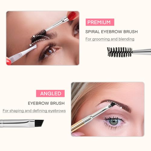 Unaone Eyebrow Brush - 2 PCS Professional Dual-Ended Angled Eye Brow Brush Applicator For Shaping and Filling Brows Lashes Eyeliner