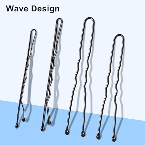 TsMADDTs Bobby Hair Pins Kit, 200PCS U Shaped Bobby Pins Black for Women, Ballet Buns with Box, 2.4IN and 2IN