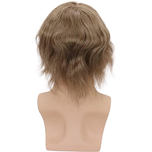 Men toupee Mono Lace with PU Toupee for Men 100£¥ European Human Hair Replacement System Mens Toupee Men's Hairpiece Wigs for men (#18 Dark Blonde Brown Color)