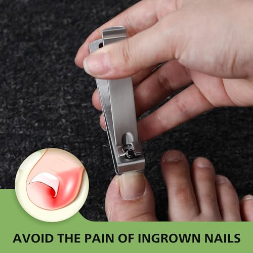 Heavy Duty Straight Blade Nail Clippers for Thick Toenails, Professional Stainless Steel Fingernail Toenail Clippers Trimmers - Thick Wide Jaw Toe Nail Clippings for Seniors, Men & Women - Silver