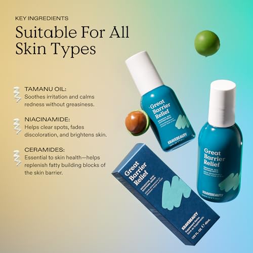 KraveBeauty Great Barrier Relief Serum ? Korean-Inspired Barrier Repair Serum, Tamanu Oil, Soothes Redness & Hydrates, Vegan & Cruelty-Free, 1.52 fl oz