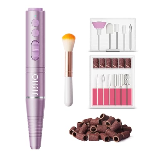 Nail Drill, Cordless Electric Nail Drill Machine for Acrylic Nail, Rechargeable Portable with Max 20000 RPM, 12 in 1 Kit Electric Nail File Efile Present for Beginner and Professional (Pink)