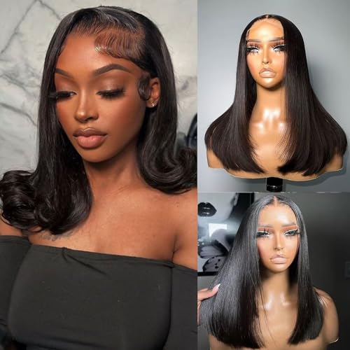 Lemoda Full 13x6 Straight Lace Frontal Human Hair Wigs 250% Density Long/Short Bob Wigs 15A 14Inch HD Transparent 13x6 Full Lace Frontal Wig For Women Pre Plucked Natural Hairline