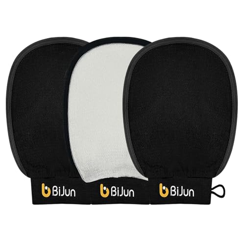 BiJun Exfoliating Glove, Moroccan Kessa Scrub Exfoliating Gloves, Deep Exfoliating Mitt Body Scrub Premium Scrub, at Home Shower or Bath Exfoliating Gloves for Dead Skin Remover
