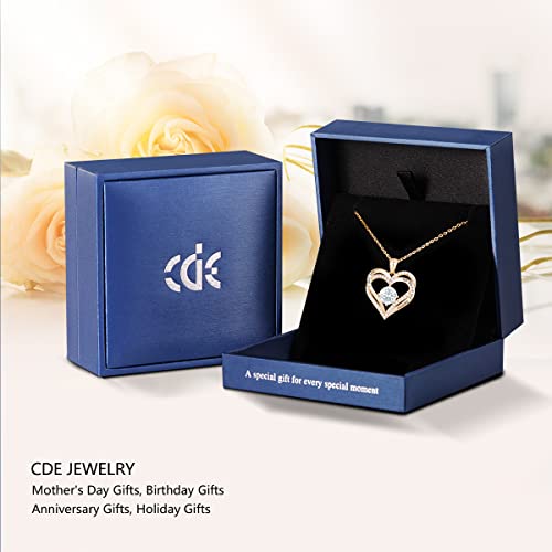 CDE Forever Love Heart Necklaces for Women, Wedding Anniversary, Birthday Mothers Day Gifts for Mom, Mother, Wife, Girlfriend, S925 Silver Jewelry with Birthstone Pendant