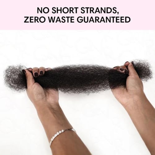 QVR Afro Kinkys Bulk Human Hair for Dreadlock Extensions Repair Locs 150 Gram, Natural Black 18inches Mini Spring Twist Braiding Afro Kinky Human Hair for LocKs
