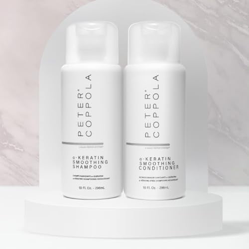 Peter Coppola a-Keratin Smoothing Shampoo & Conditioner Set - Smooths Thick Coarse Hair - Infused With Argan Oil, Avocado Oil And Hydrolyzed Keratin Transforms Frizz Into Shiny & Healthy Hair (10 oz)