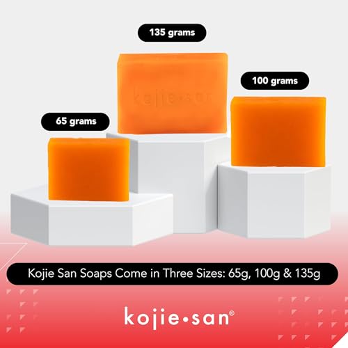 Kojie San Original Kojic Acid Soap that Reduces Dark Spots, Hyperpigmentation, & Scars with Exfoliating Soap Net Included - 65g x 3 Bars