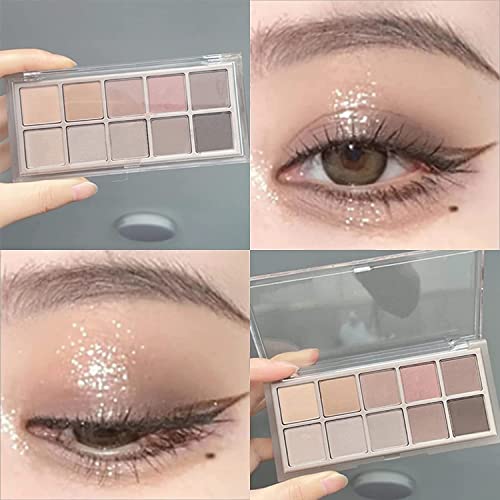Erinde 10 Colors Nude Eyeshadow Palette, Taupe Brown Mavue Matte Eye Shadow Palette Makeup, Neutral Grey Smokey Eye Pallete, Ultra-Blendable, Long Lasting Natural Eyeshadow for Older Women, Cement
