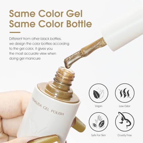 VENALISA Cat Eye Gel Nail Polish 1 Pcs 10ML Shimmer Gold Glitter Magnetic Gel Polish Soak Off Salon Manicure DIY at Home Nail Art For Girls Women