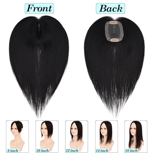 JGS1996 Hair Toppers for Women Real Human Hair 150% Density Hand Made Lace Base Remy Hair Wig Topper with Thinning Hair Pieces No Bangs Clip in Hair Extensions
